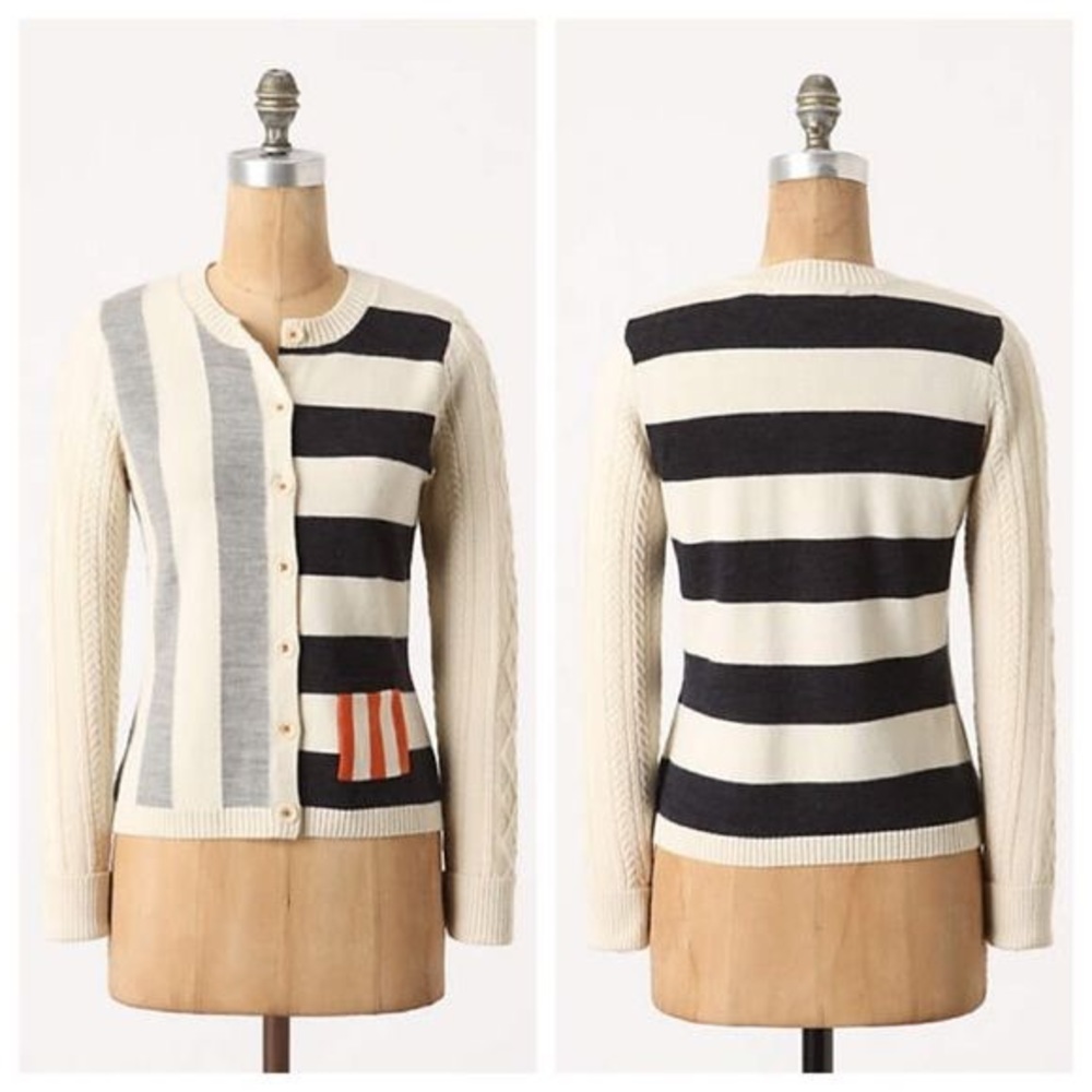 Anthropologie Mixed Stripe Wool Cardigan